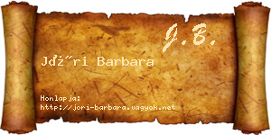 Jóri Barbara névjegykártya
